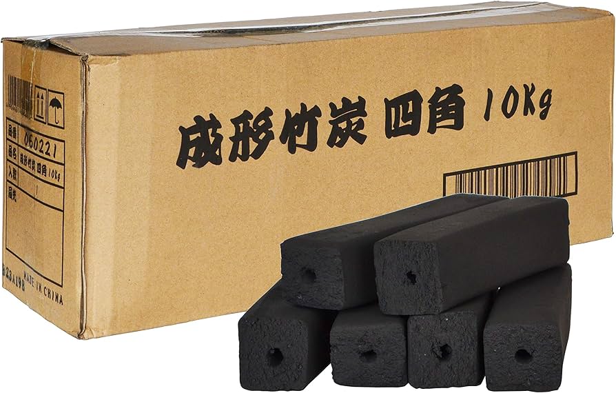 Amazon.co.jp: 大和物産 成形 竹炭 四角 10kg 炭 1本あたり 約長さ18cm